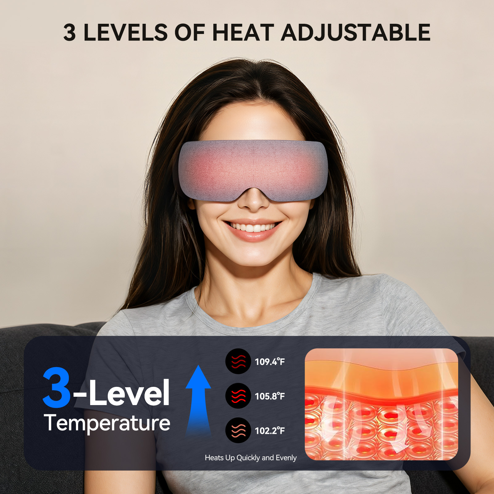 Eye Mask Heated - Nieuw intelligent oplaadbaar verwarmd oogmasker Relax